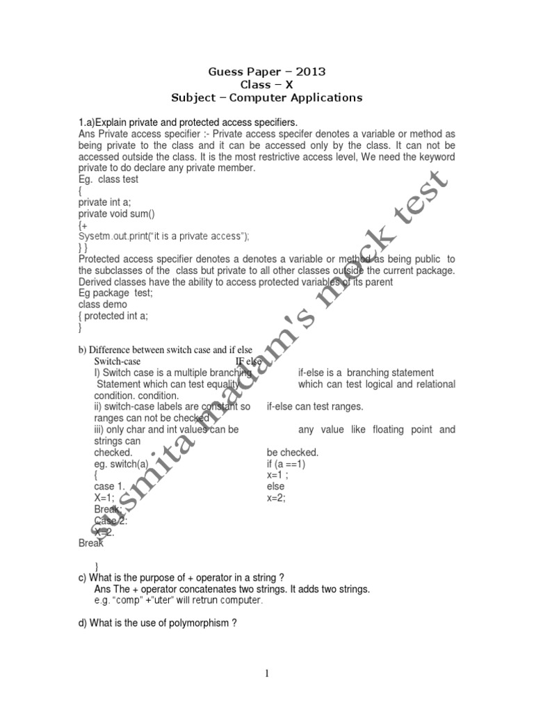 Class X Computer Applications Guide | PDF | Data Type | Subroutine