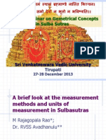 A Brief Look at The Measurement Methods and Measurement Units in Sulbasutras