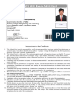 GATE 2014 Exam Admit Card: Examination Centre (7129)