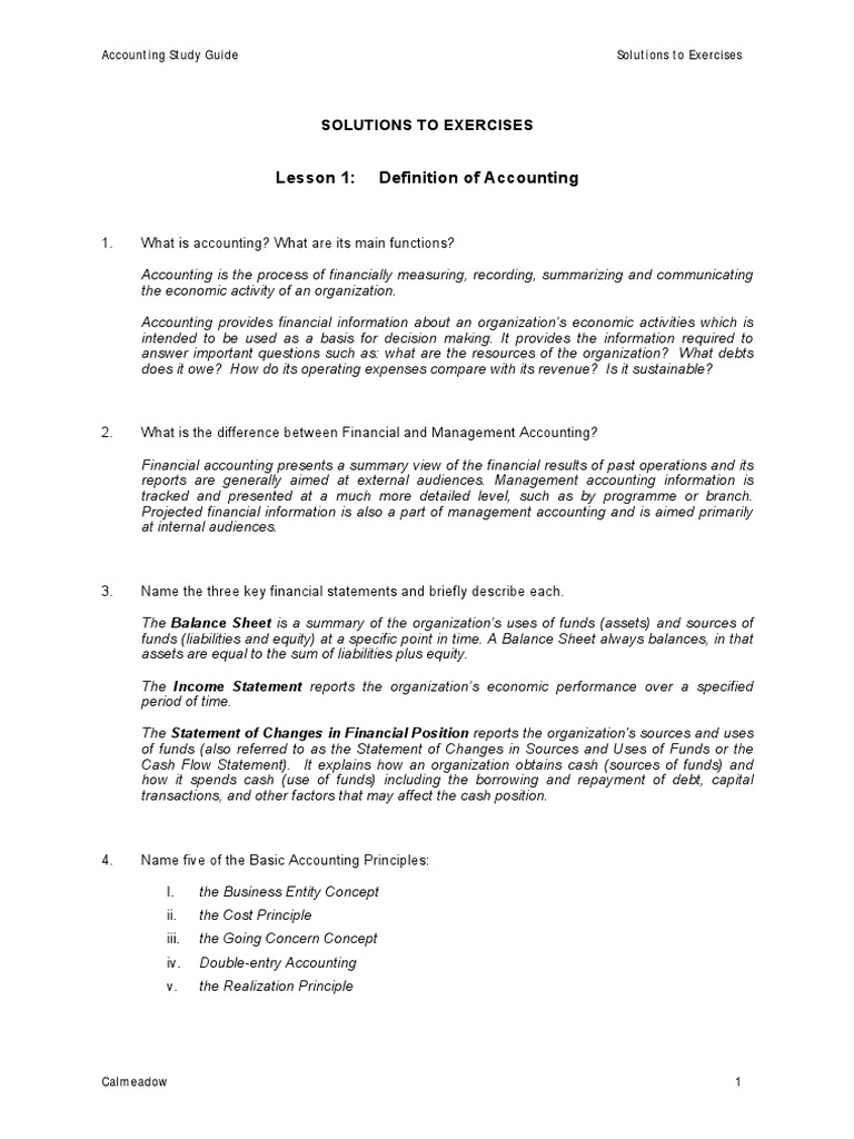 Accounting Exercise Solutions Guide | PDF | Debits And Credits ...