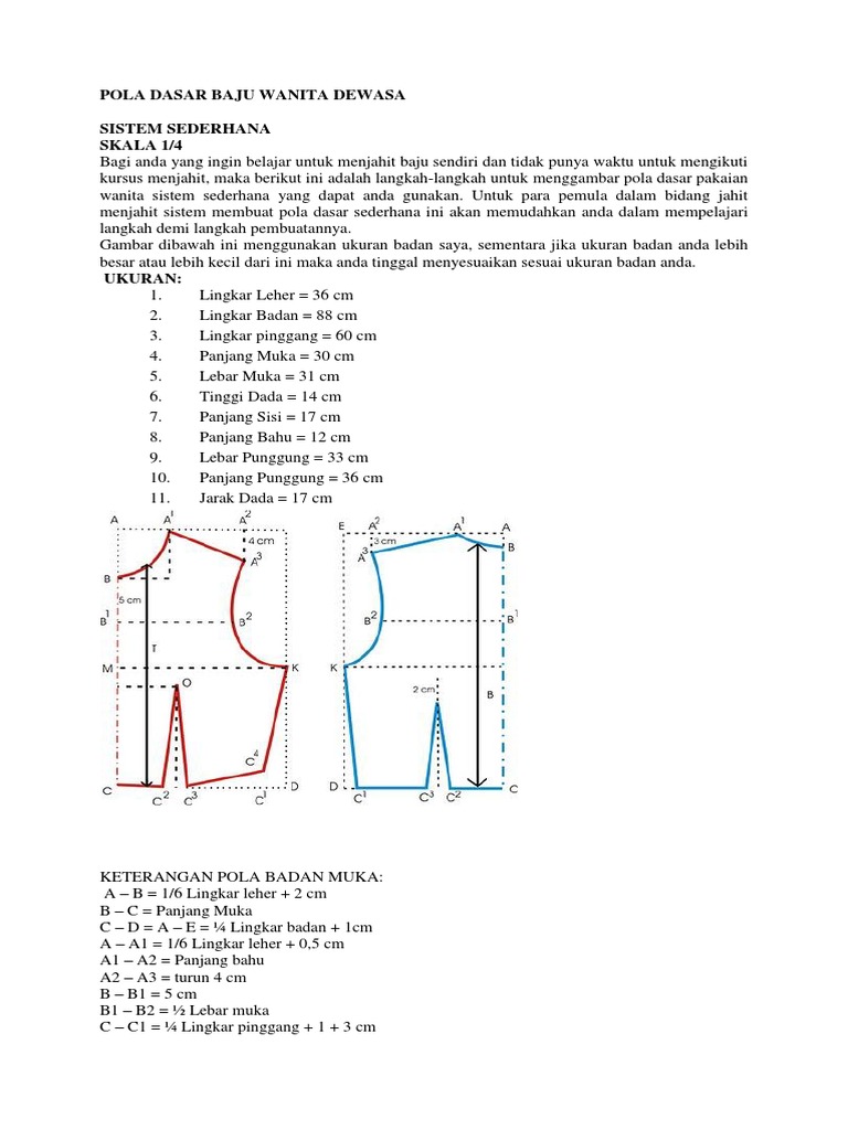 Pola Dasar Baju Wanita Dewasa Pola Dasar Baju Wanita Dewasa