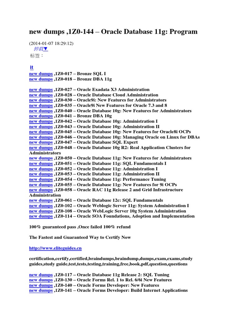Manuals Resources System Administration I 1z0 102 Exam Dump Pdf Vce Oracle Weblogic Server 11g Computers Tablets Networking