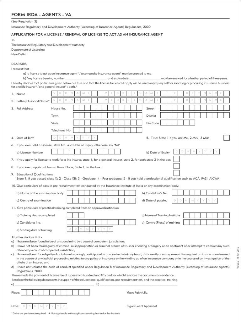 IRDA Form Insurance Broker Insurance
