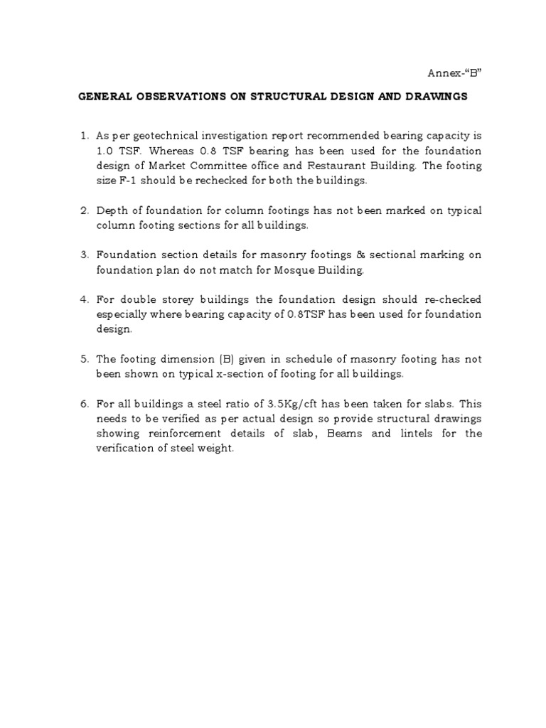 General Observations On Structural Design and Drawings | PDF ...