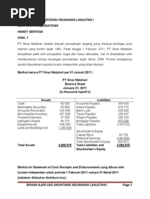Soal Latihan Akuntansi Keuangan Lanjutan I Bahan Uas