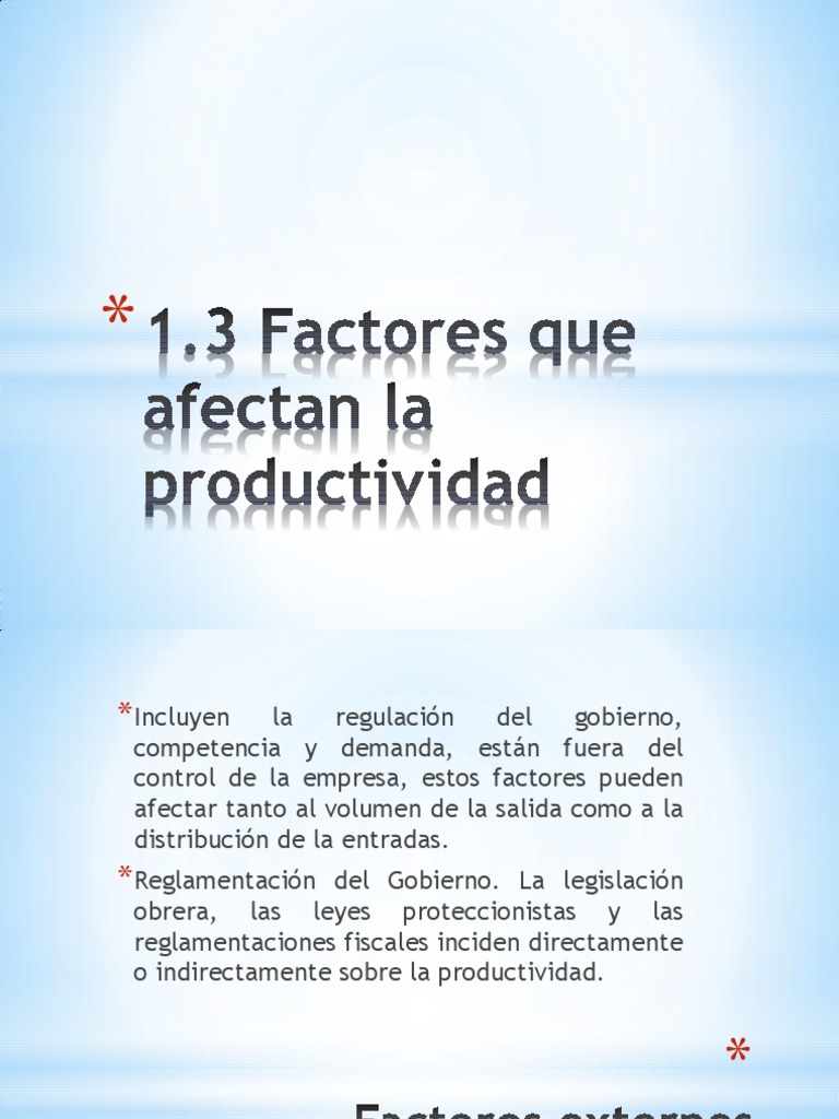 Factores que Afectan la Productividad | PDF | Calidad (comercial ...