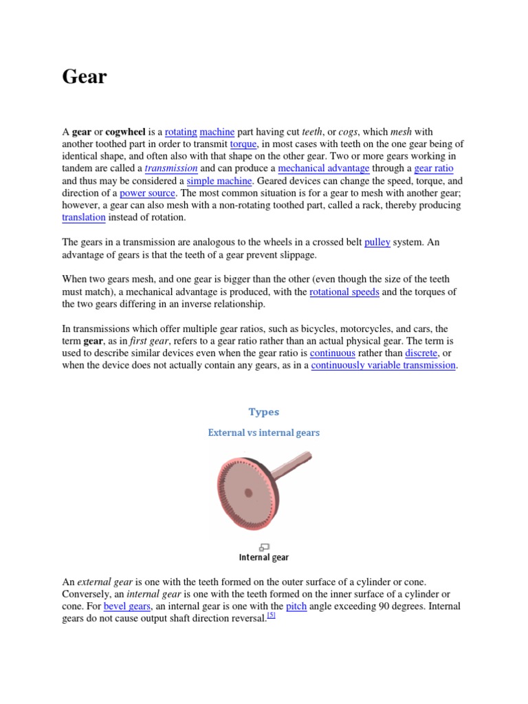 Types of Gear | Gear | Mechanical Engineering | Free 30-day Trial | Scribd