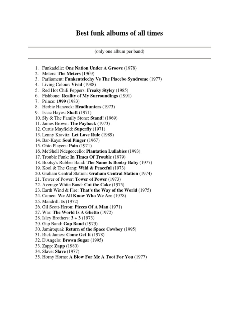 Best Funk Albums of All Times | PDF