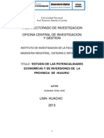 Estudio de Las Potencialidades Económicas y de Inversiones de La Provincia de Huaura