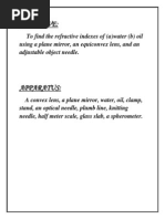 Refractive Indices of Water and Oil | PDF | Refractive Index | Mirror
