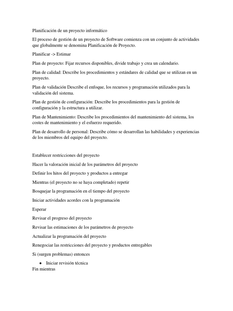 Planificación de Un Proyecto Informático | PDF | Software | Planificación