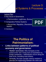 IR4504 Lecture 3 - Political Systems and Partimoniality