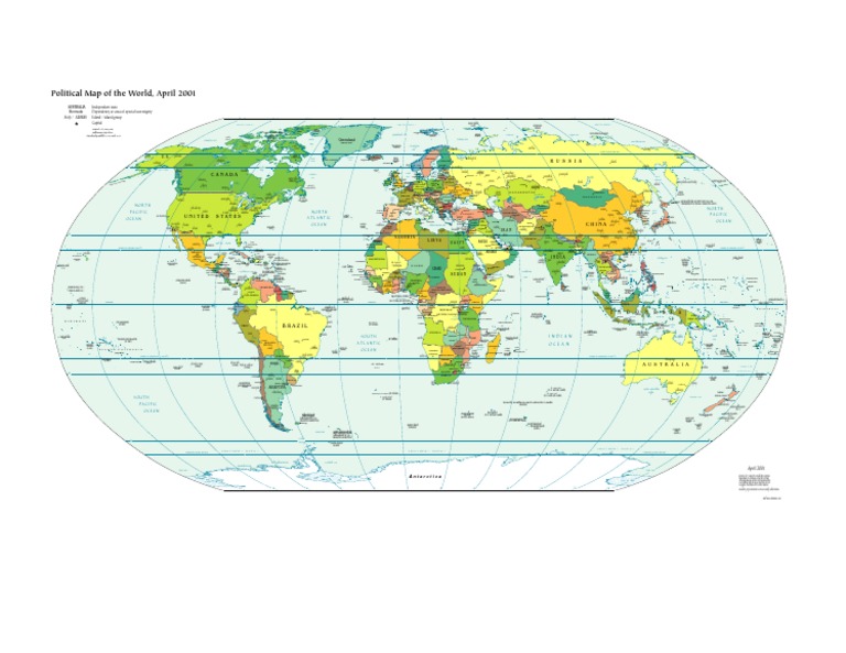 Political World Map - April 2001 | PDF | Arctic Ocean | Coastal Geography