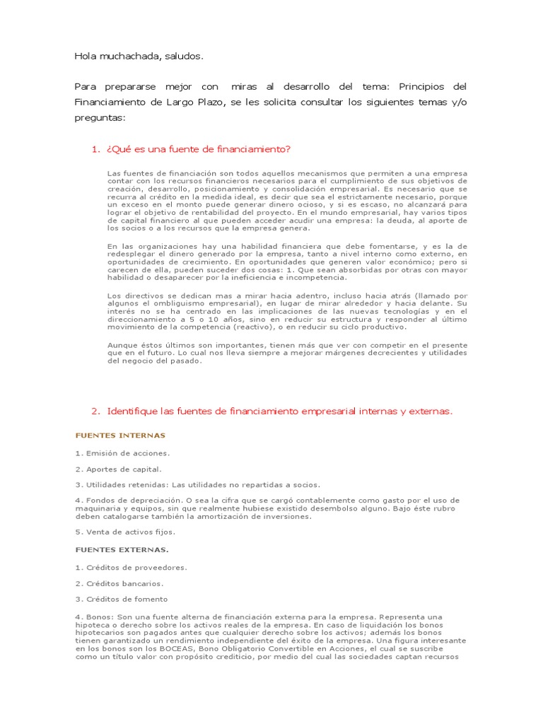 Fuentes de Financiamiento a Largo Plazo | PDF | Capital de riesgo ...