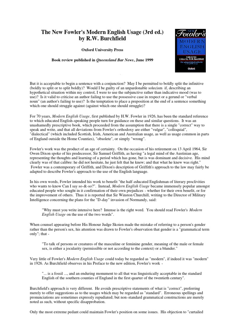 Burchfield's Modern English Usage Review | PDF | English Language | Gender
