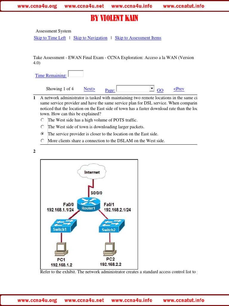CCNA4 - Examen Final - A | PDF | Router (Computing) | Computer Network