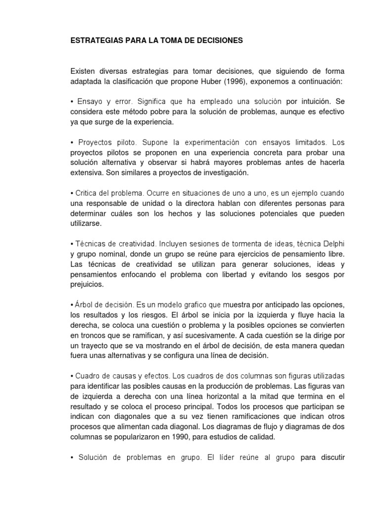 Estrategias para La Toma de Decisiones | PDF | Toma de decisiones ...