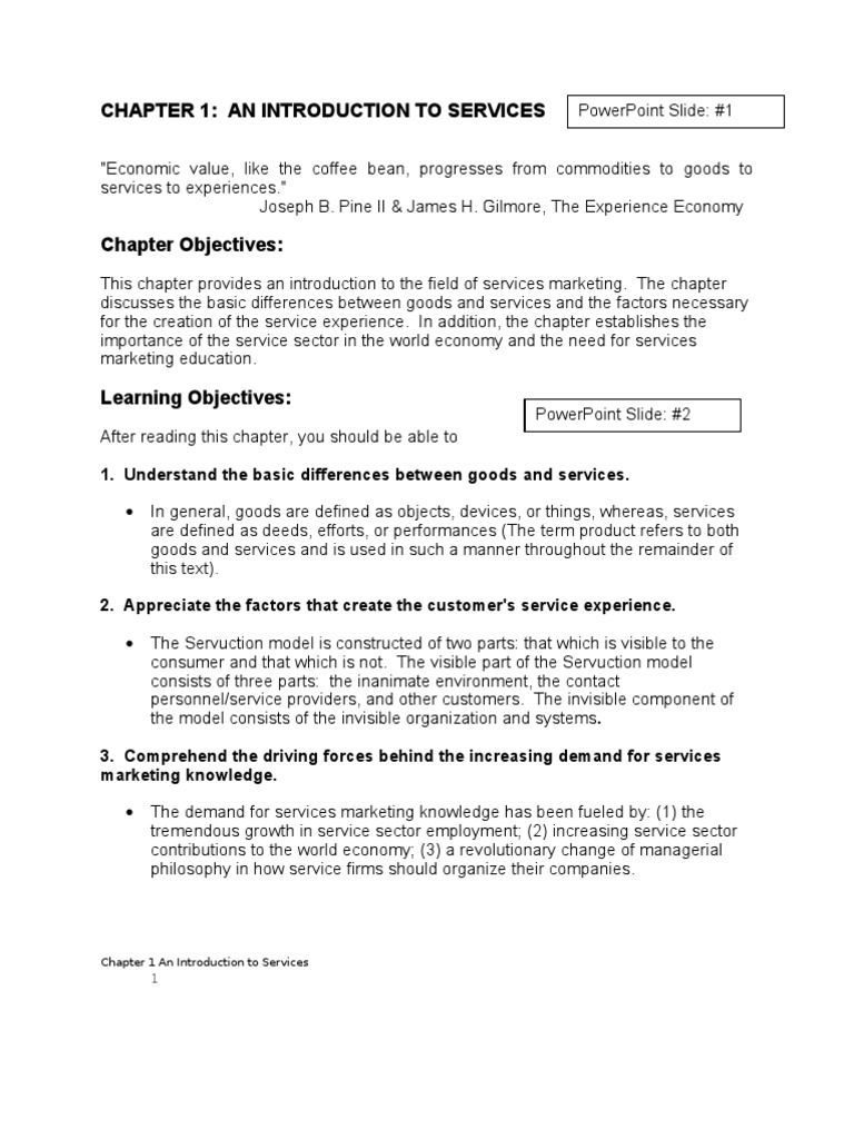 Chapter 1: An Introduction To Services | PDF | Employment | Goods