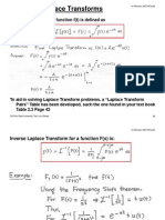 Review of Laplace Transforms: Laplace Transform of A Function F (T) Is Defined As