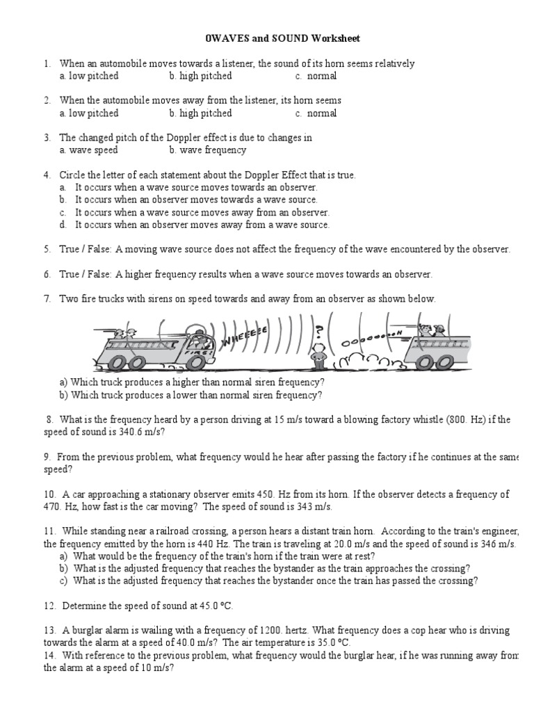 worksheet Wave Speed Worksheet doppler sound worksheet effect frequency