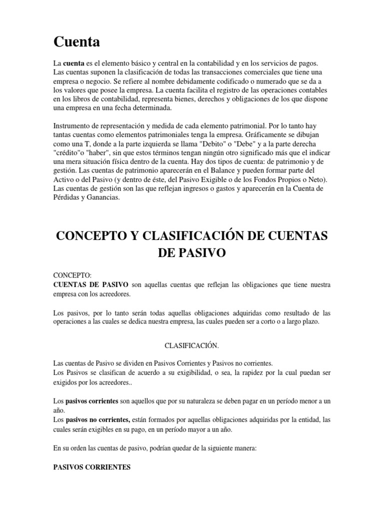 Inocente Rodeo Marchitar Clasificacion de Cuentas Del Pasivo | PDF | Contabilidad | Business