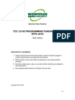 Specimen Exam Tcc 121 Programming Fundamentals With Java (2012)