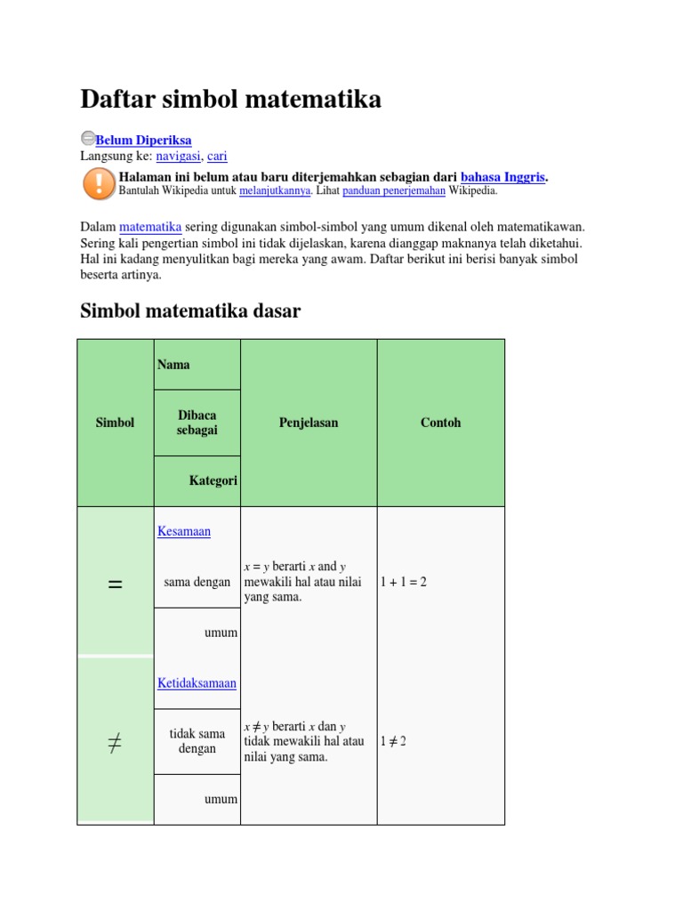 Simbol Matematika dan Penjelasannya | PDF | Jika dan Hanya Jika | Aljabar