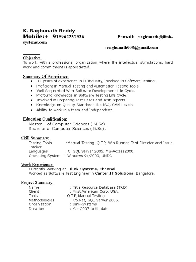 Resume Banking Domain Testing Resume qa tester resumes resume samples cv cover letter first job template nice objective for