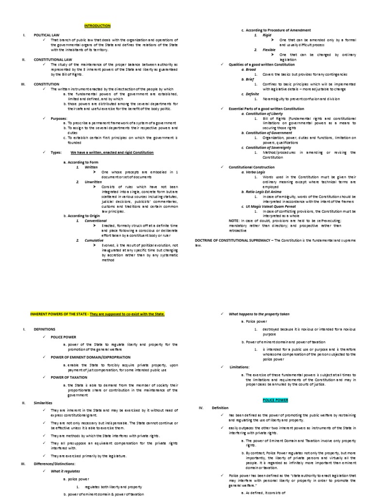 Overview of Political and Constitutional Law | PDF | Eminent Domain ...