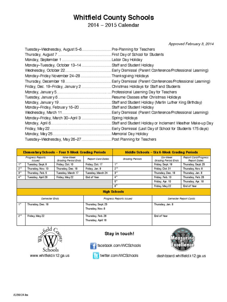 2014 2015 School Calendar | PDF | Schools | Traditions