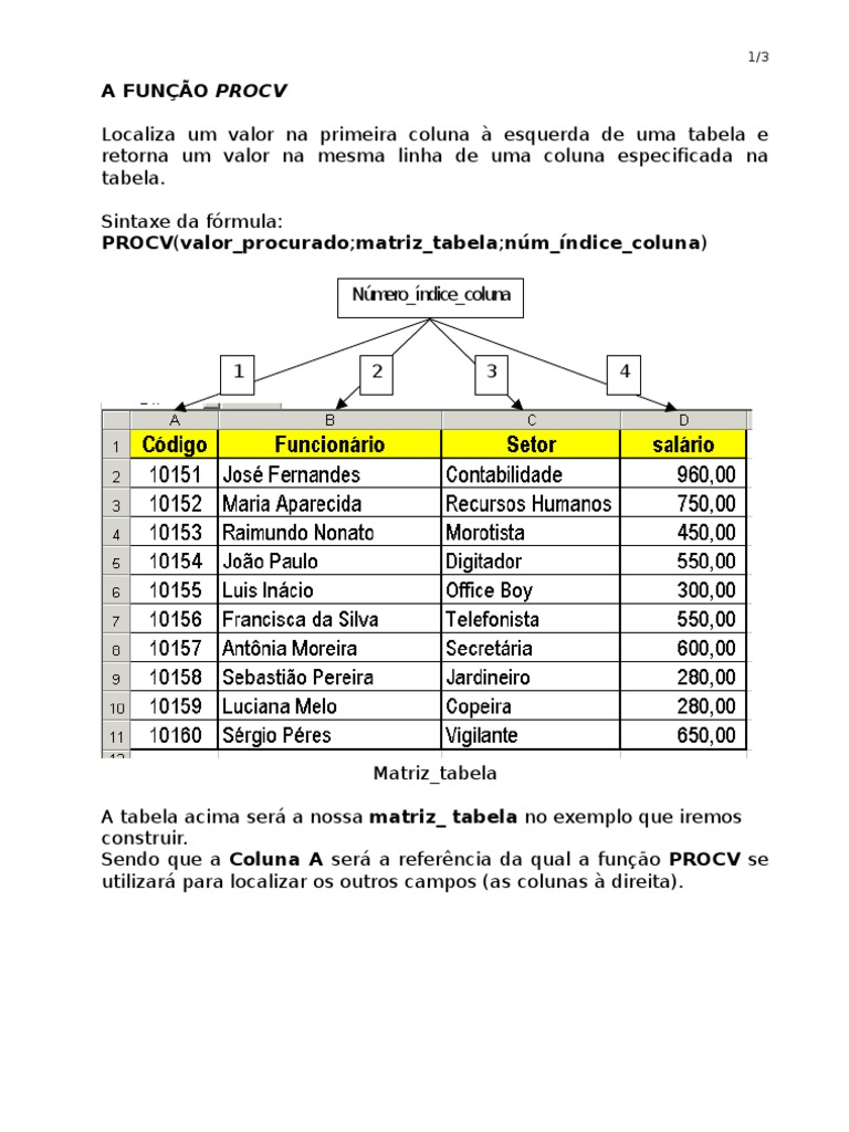 Função PROCV no Excel: Guia Prático | PDF