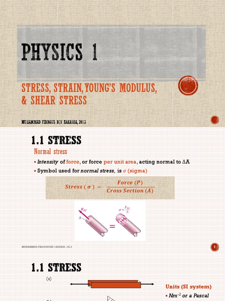 Stress Strain Young Modulus And Shear Stress Pdf Young S Modulus
