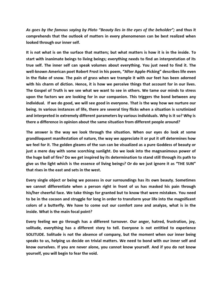 self realization short essay