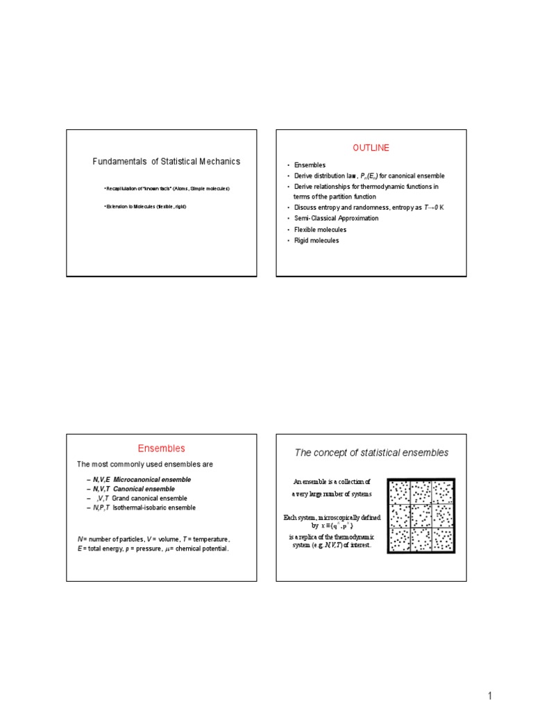 Fundamentals of Statistical Mechanics: Ensembles | PDF | Statistical ...