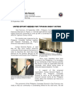 Typhoon Ondoy, Philippine Consulate-SF Press Release 09302009ZSF-515-2009 Press Release 2