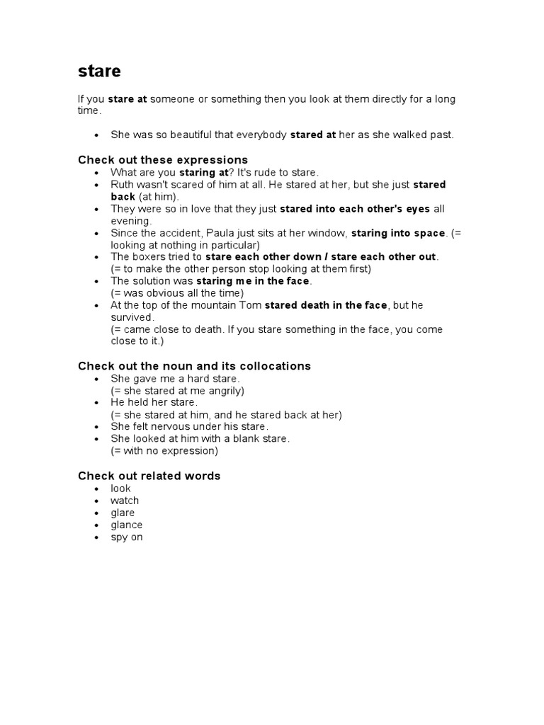 Stare: Check Out These Expressions | PDF