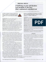 The Effect of Buffering On Pain and Duration of Local Anesthetic in The Face: A Double-Blind Randomized Controlled Trial