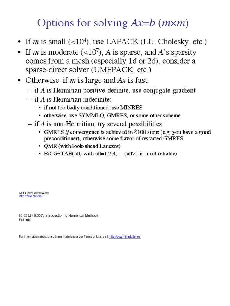 Efficient Methods for Solving Ax=b | PDF