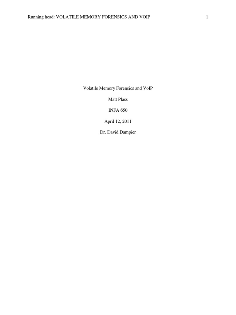 Volatile Memory Forensics - Matt Plass | PDF | Voice Over Ip | Computer ...