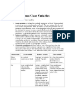 Local/Instance/Class Variables: Java Notes