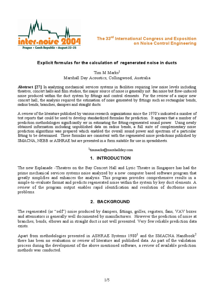 Duct Noise Prediction Formulas Explained | PDF | Science & Mathematics