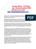 Indian Overseas Bank - PO Exam Solved Paper General English 2009 Banking and Career