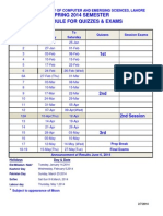 Schedule For ExamTests Spring 2014