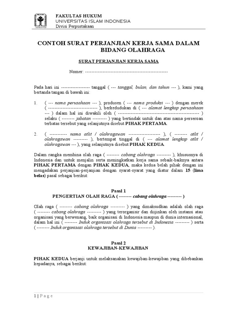 Contoh Surat Perjanjian Informasi Seputar Dunia Militer