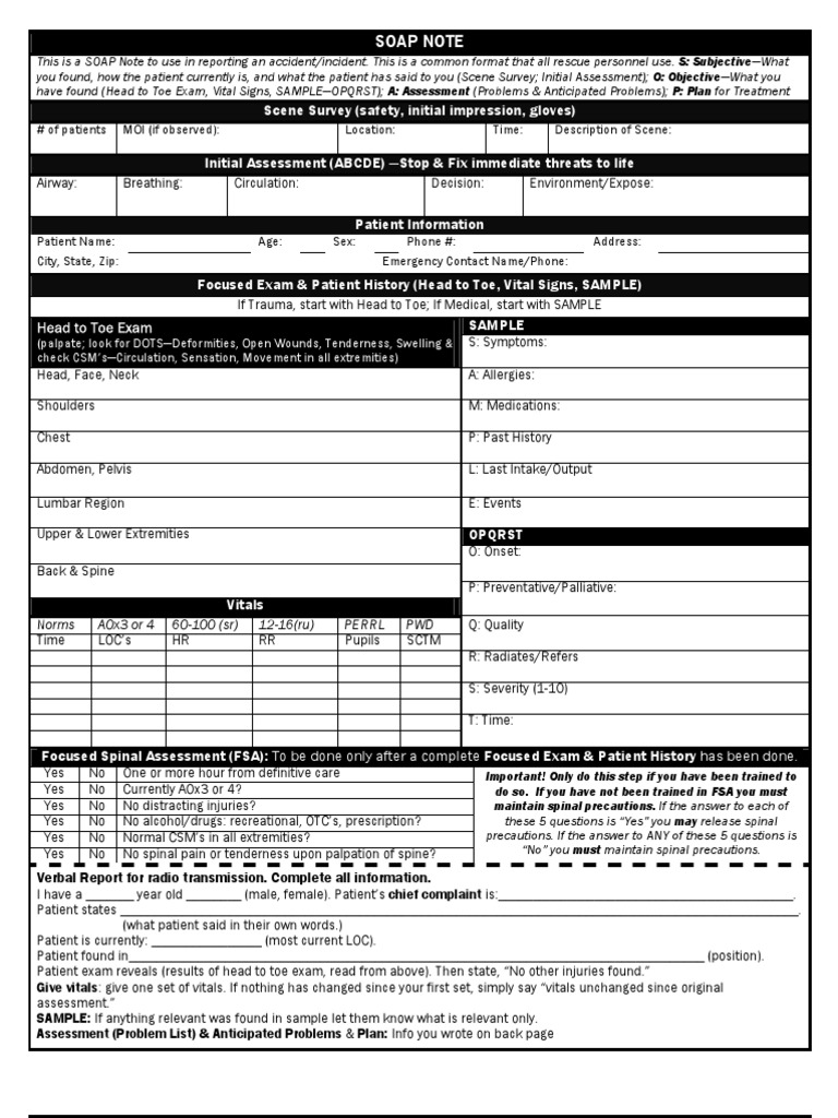 This Is A SOAP Note To Use in Reporting An | PDF | Health Care | Health  Sciences