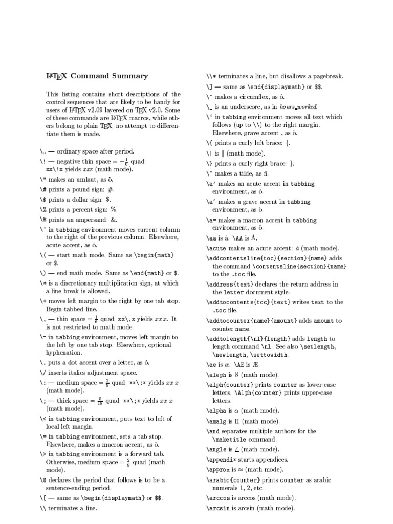 Latex Commands | PDF