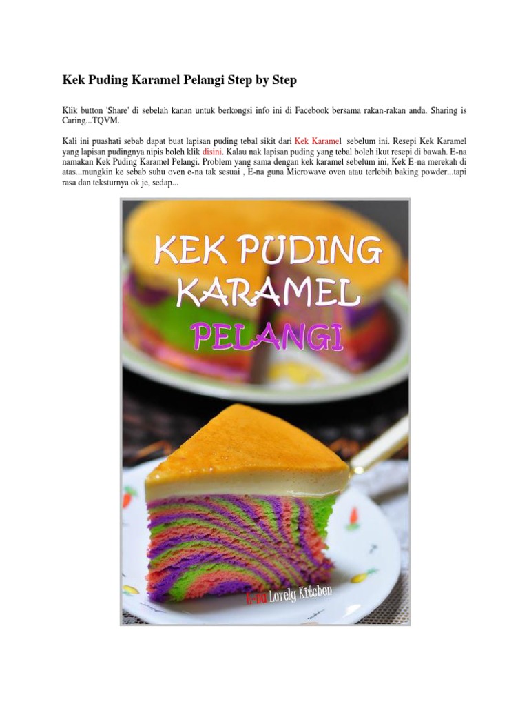 Kek Puding Karamel Pelangi Step By Step Pdf