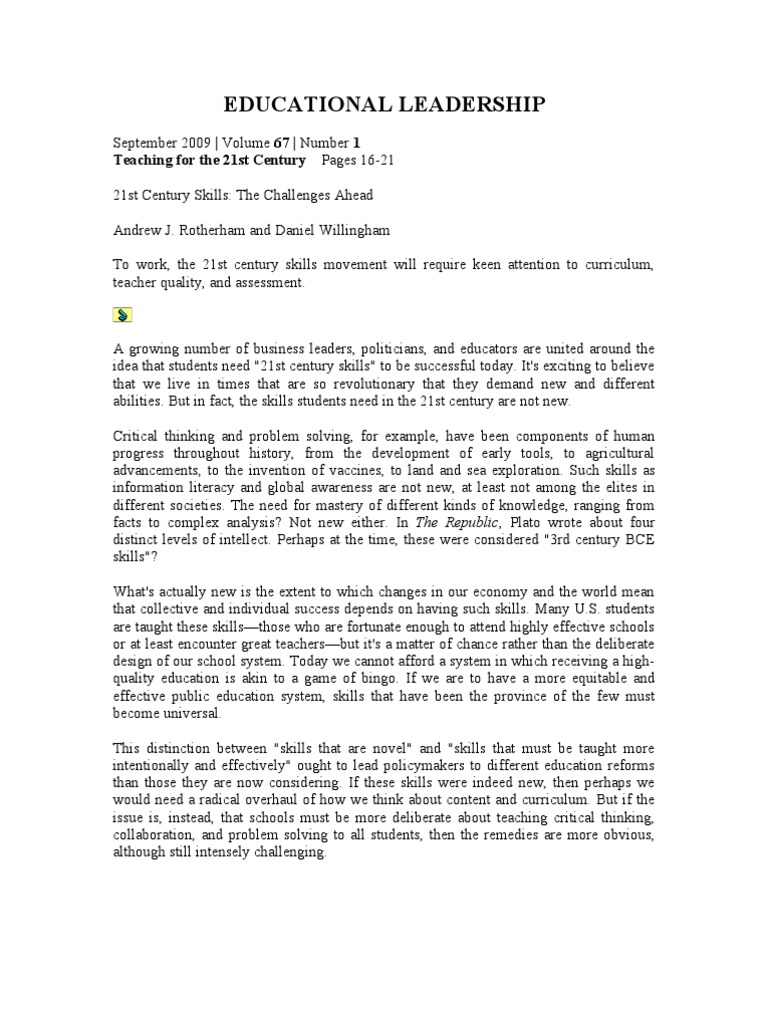 21st Century Educational Leadership Insights | PDF | Teachers | Curriculum