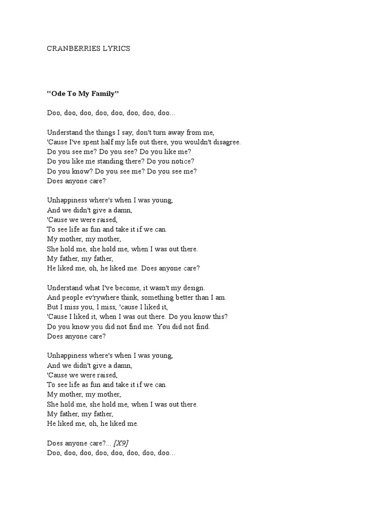 Cranberries Lyrics PDF
