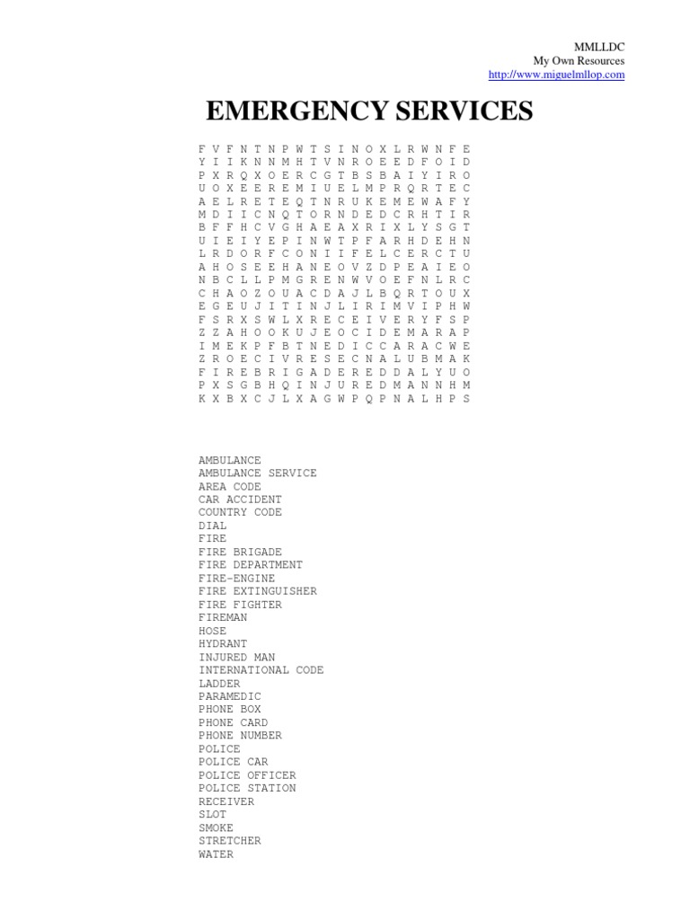 Emergency Services Puzzle | PDF